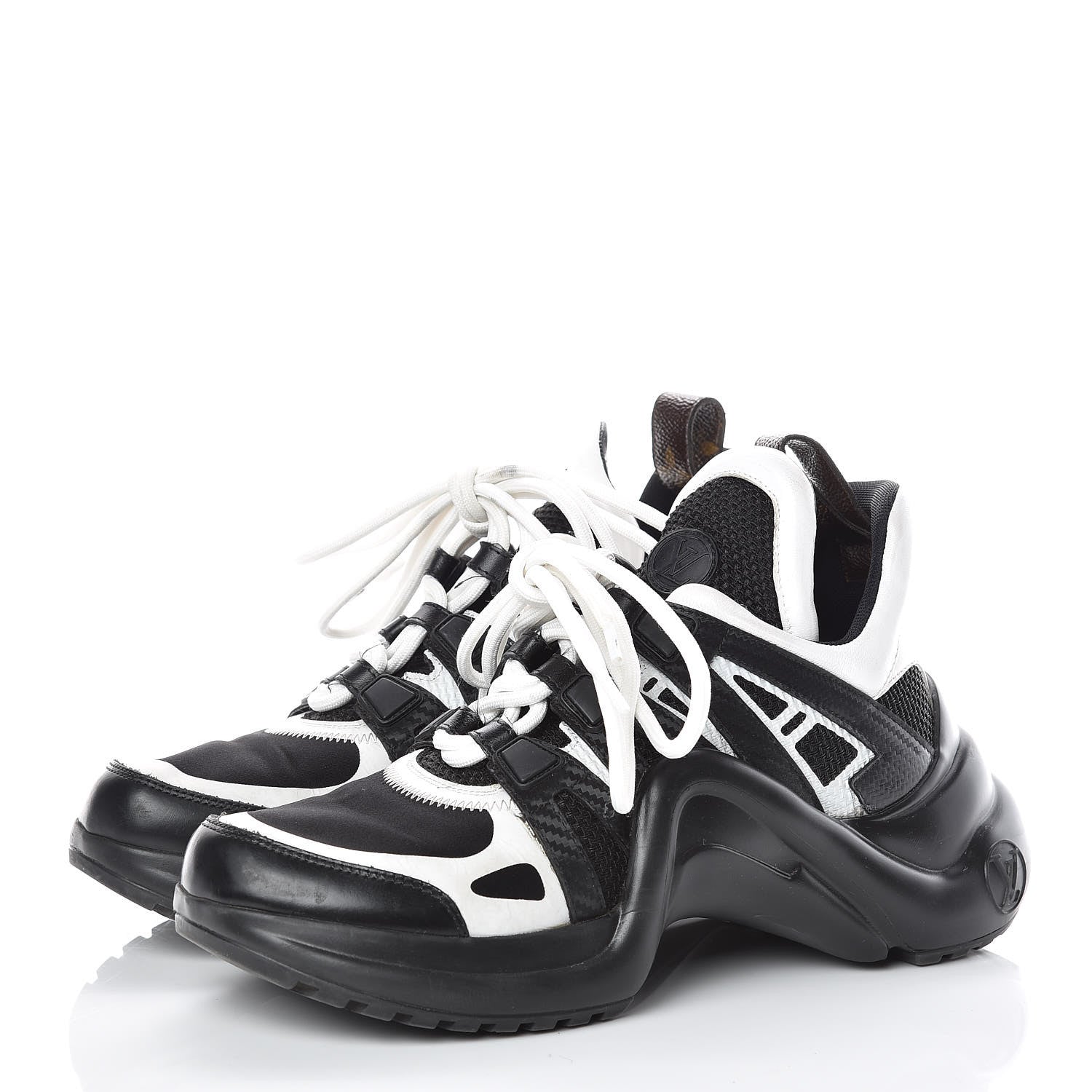Louis Vuitton Calfskin Technical Nylon LV Archlight Sneakers 36 Black White 3 of 10