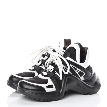 Louis Vuitton Calfskin Technical Nylon LV Archlight Sneakers 36 Black White 3 of 10