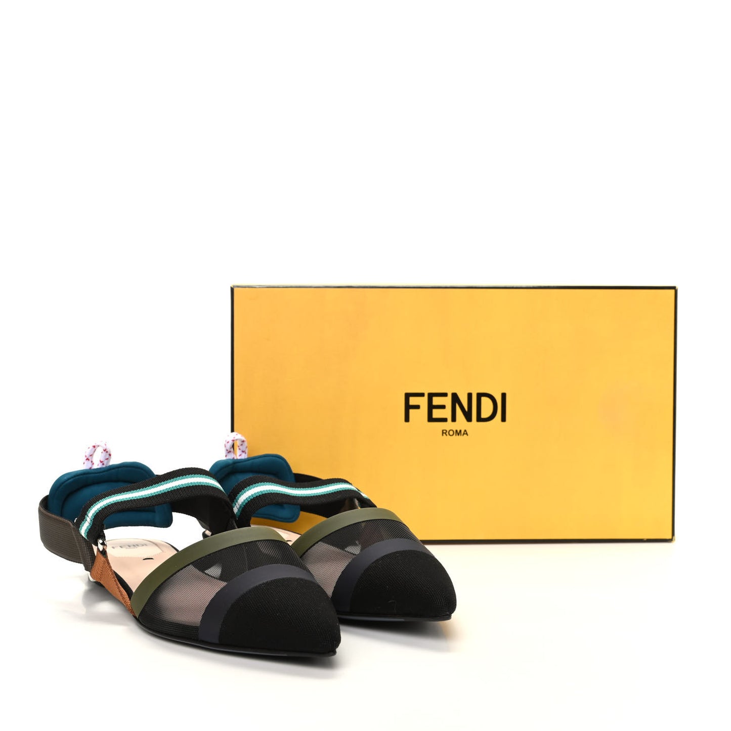 Technical Mesh Colibri Slingback Ballerina Flats 38.5 Green Multicolor