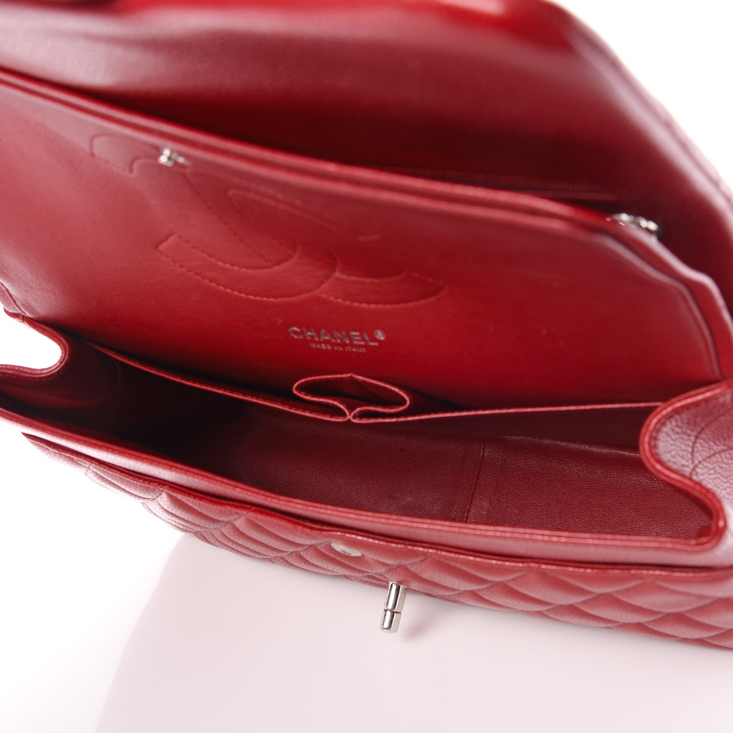 Chanel Caviar Quilted Jumbo Double Flap Red 6 of 10