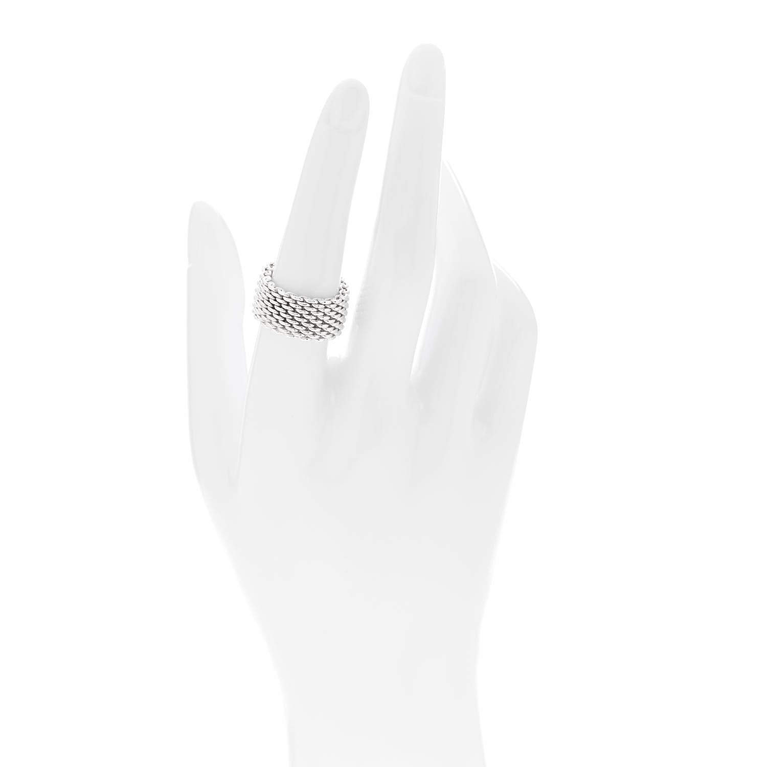 Tiffany Sterling Silver Somerset Mesh Ring 54 7 2 of 4