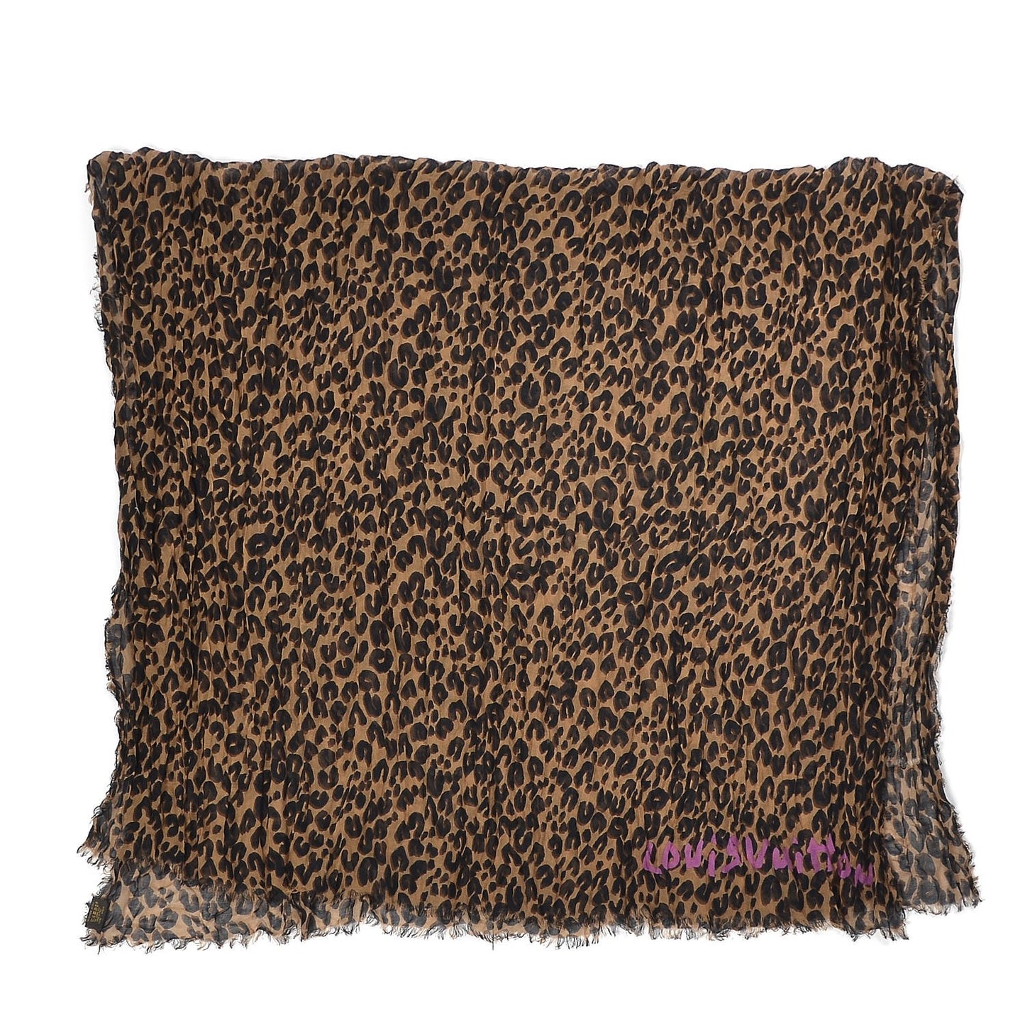 Cashmere Silk Leopard Etole Stole Marron