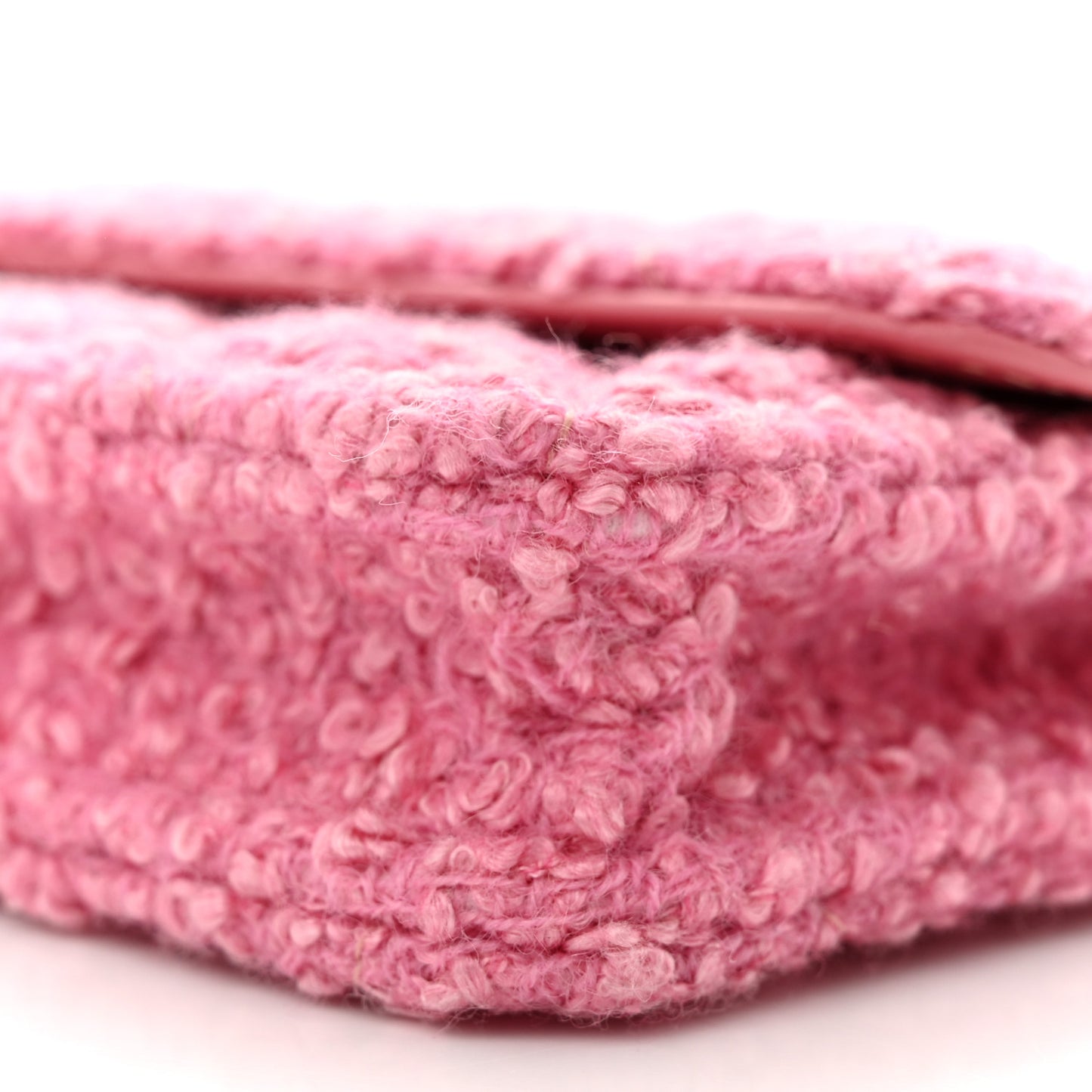 Tweed Quilted Flap Chain Waist Bag Pink