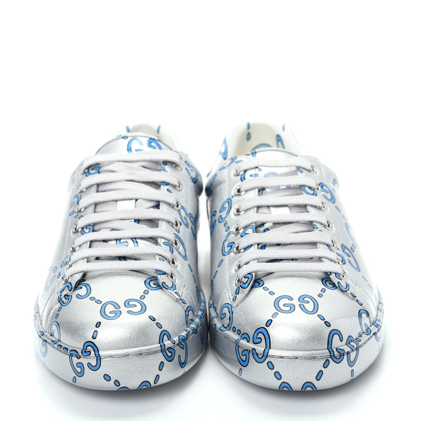 Miro Rubber Wax GucciGhost Print Mens New Ace Sneakers 8 Silver