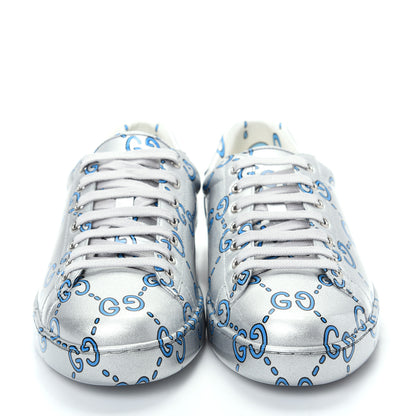Gucci Miro Rubber Wax GucciGhost Print Mens New Ace Sneakers 8 Silver 2 of 10