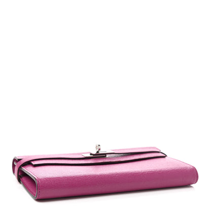 Hermes Chevre Mysore Kelly Longue Wallet Rose Pourpre 4 of 6