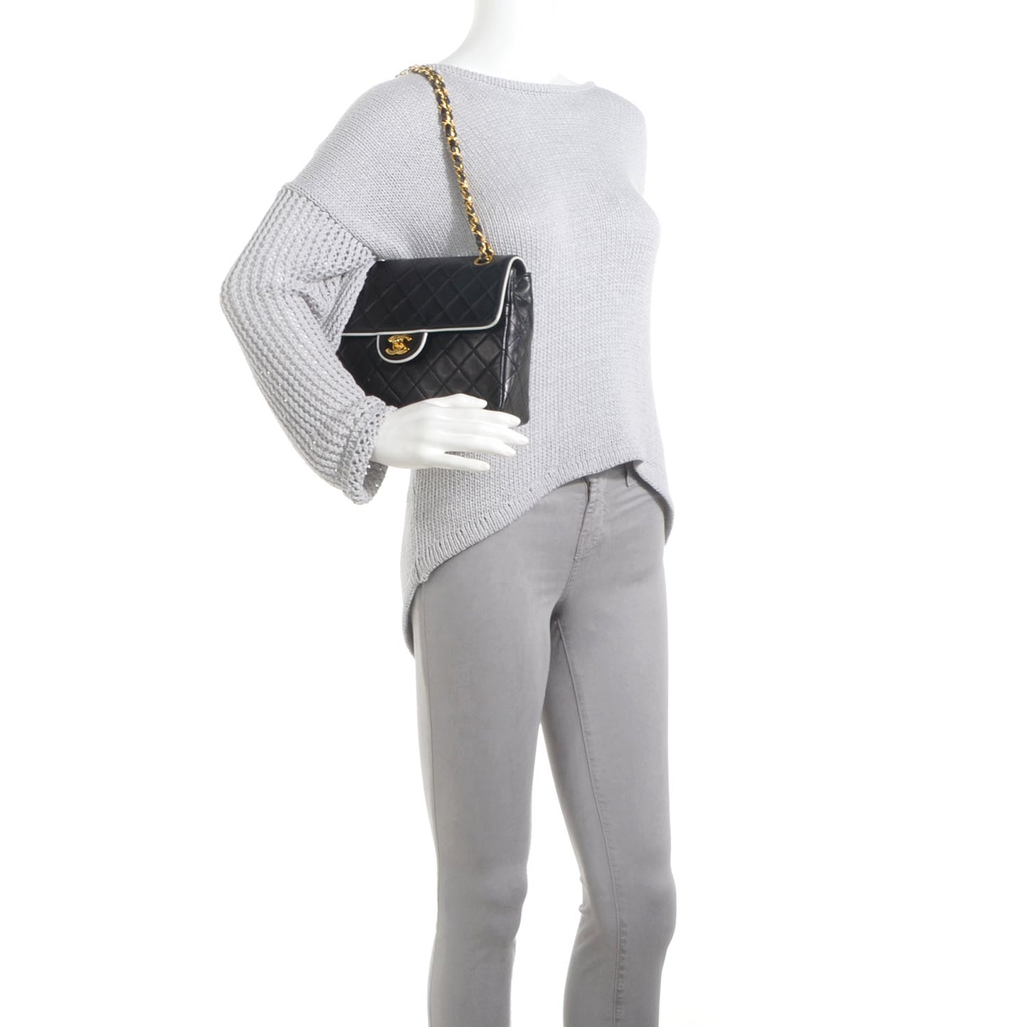 Lambskin Quilted Single Flap Black