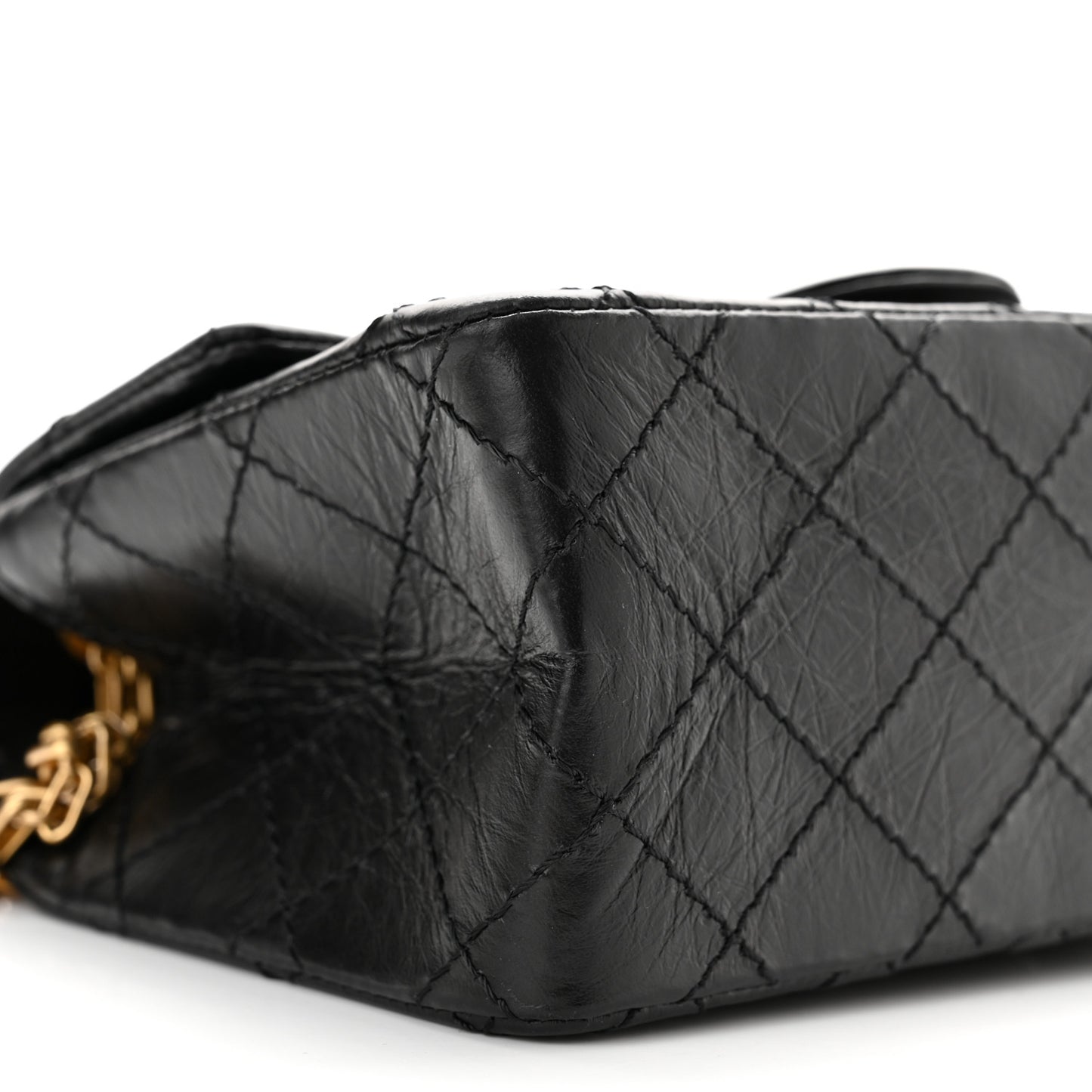 Aged Calfskin Quilted 2.55 Reissue Mini Flap Black