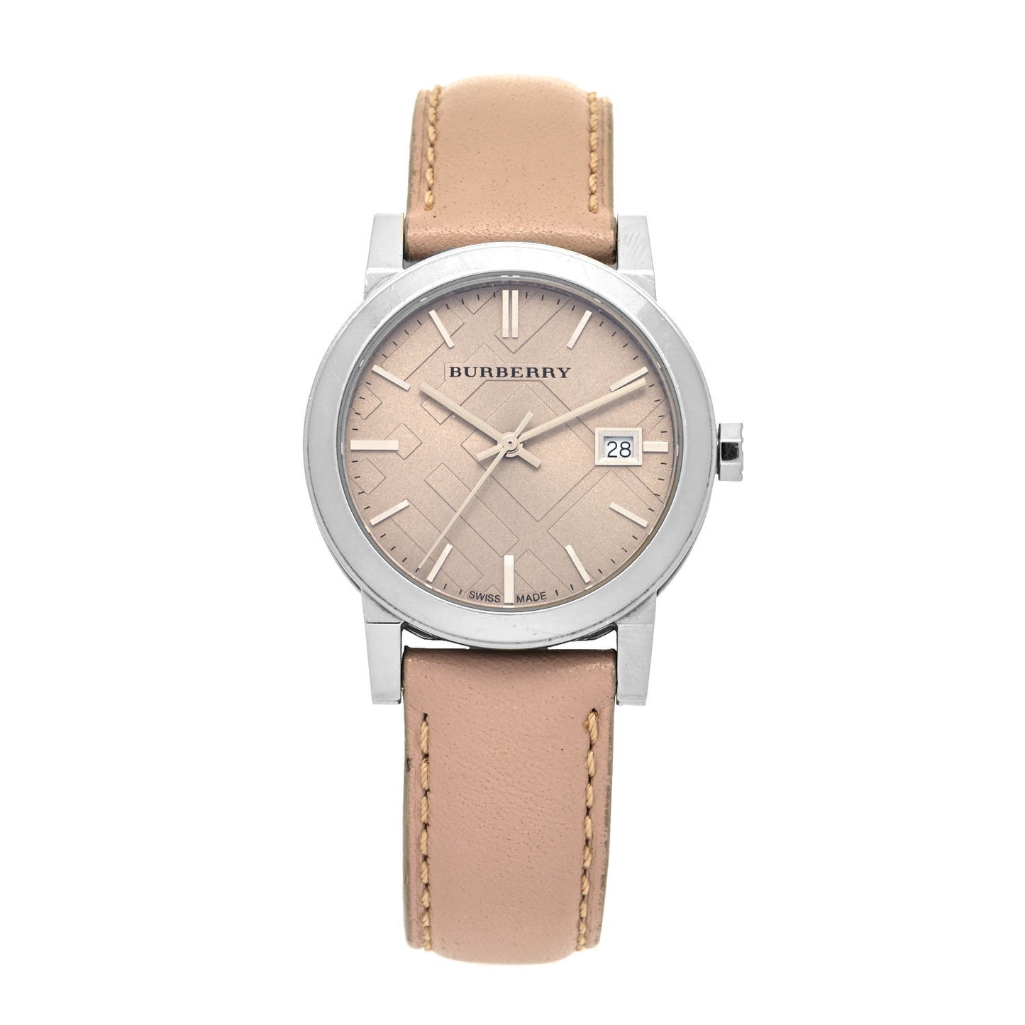 Stainless Steel Calfskin 34mm Quartz Watch Beige BU9107