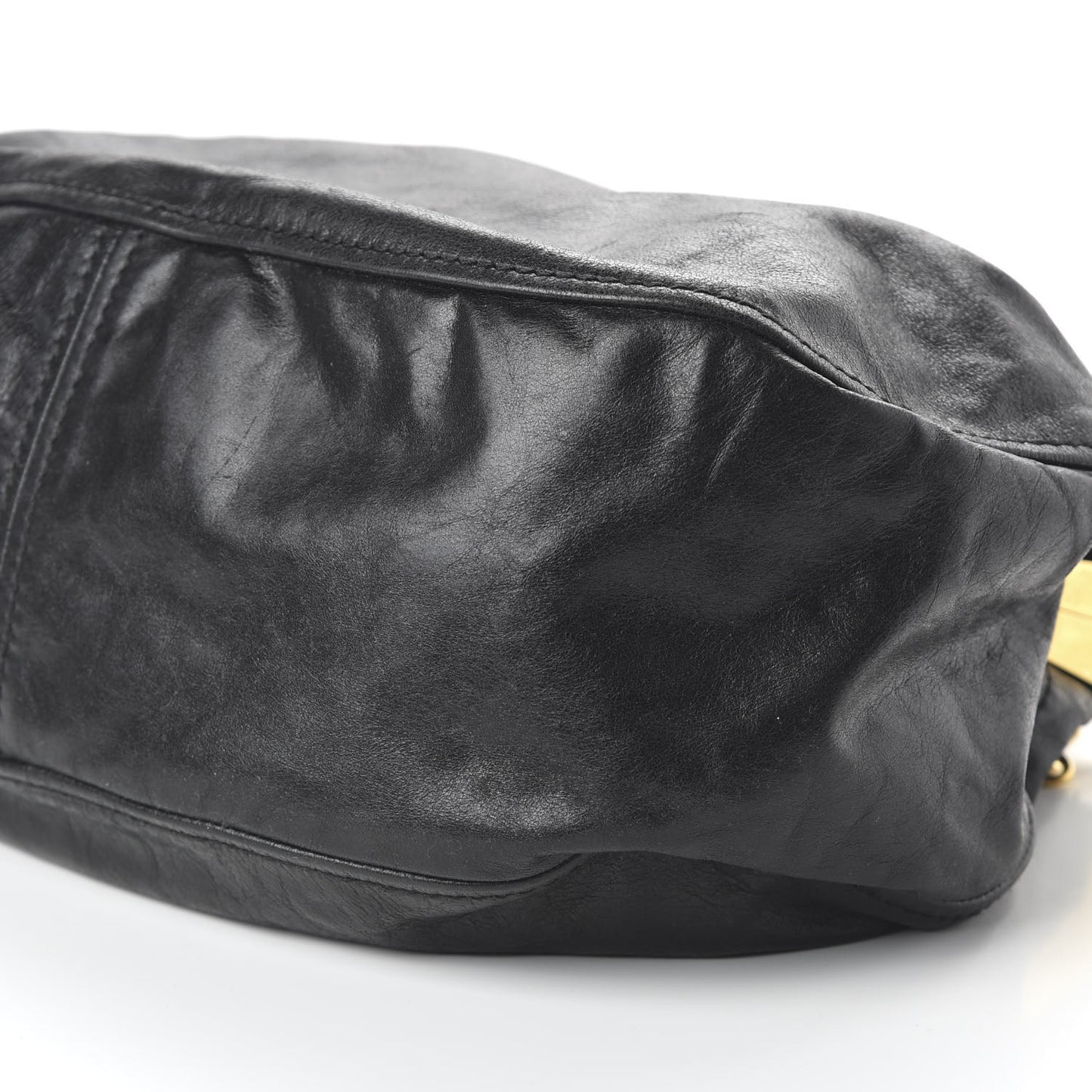 Goatskin Frame Shoulder Bag Black