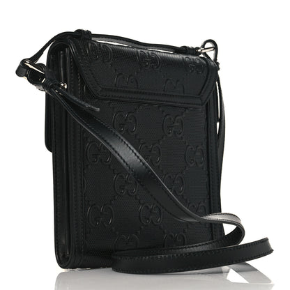 Gucci Calfskin GG Tennis Embossed Messenger Bag Black 2 of 8