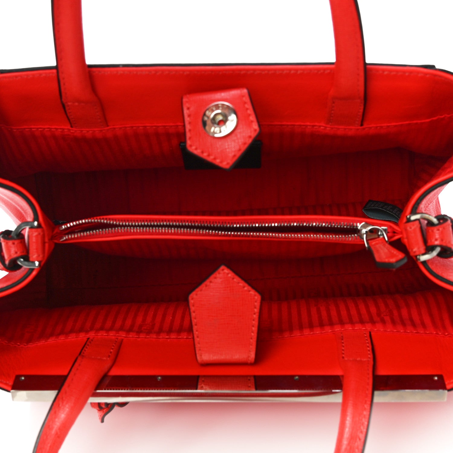 Fendi Vitello Elite Petite 2Jours Tote Papavero 5 of 12