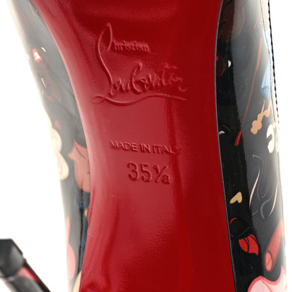 Christian Louboutin Patent Bored Lin Resille Hot Chick 100 Pumps 35.5 Black Multicolor 7 of 8
