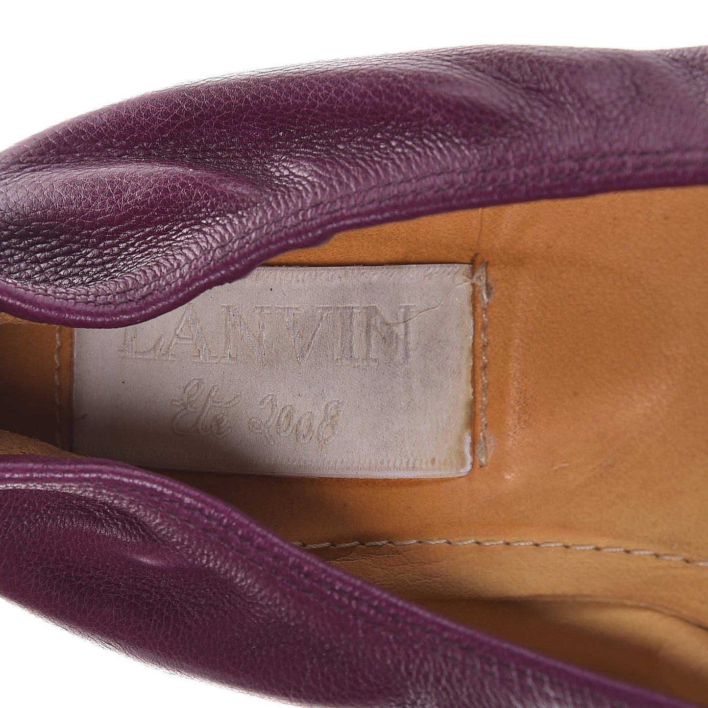 Lambskin Elastic Ballet Flats 42 Purple