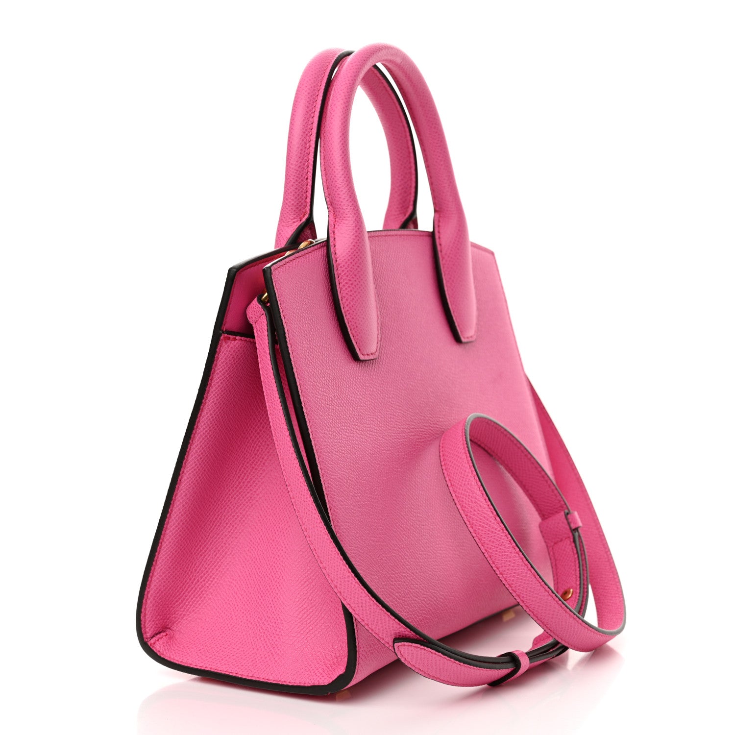 Salvatore Ferragamo Hammered Calfskin Small The Studio Box Bag Hot Pink 3 of 12