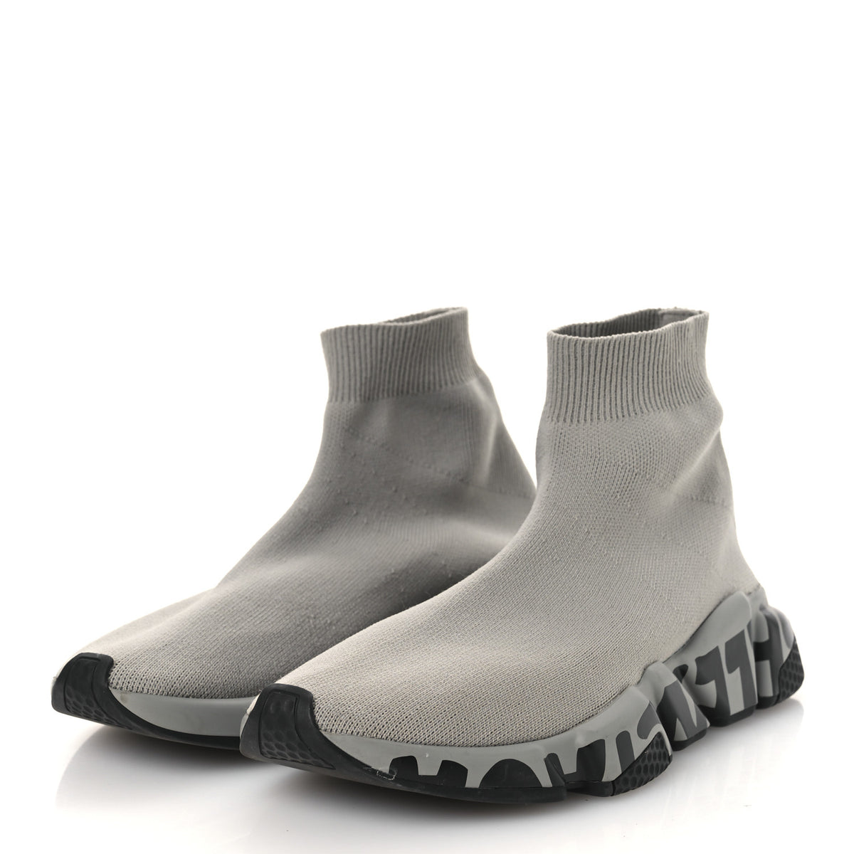 Balenciaga Neoprene Knit Womens Speed Graffiti Sneakers 38 Grey Black 4 of 12