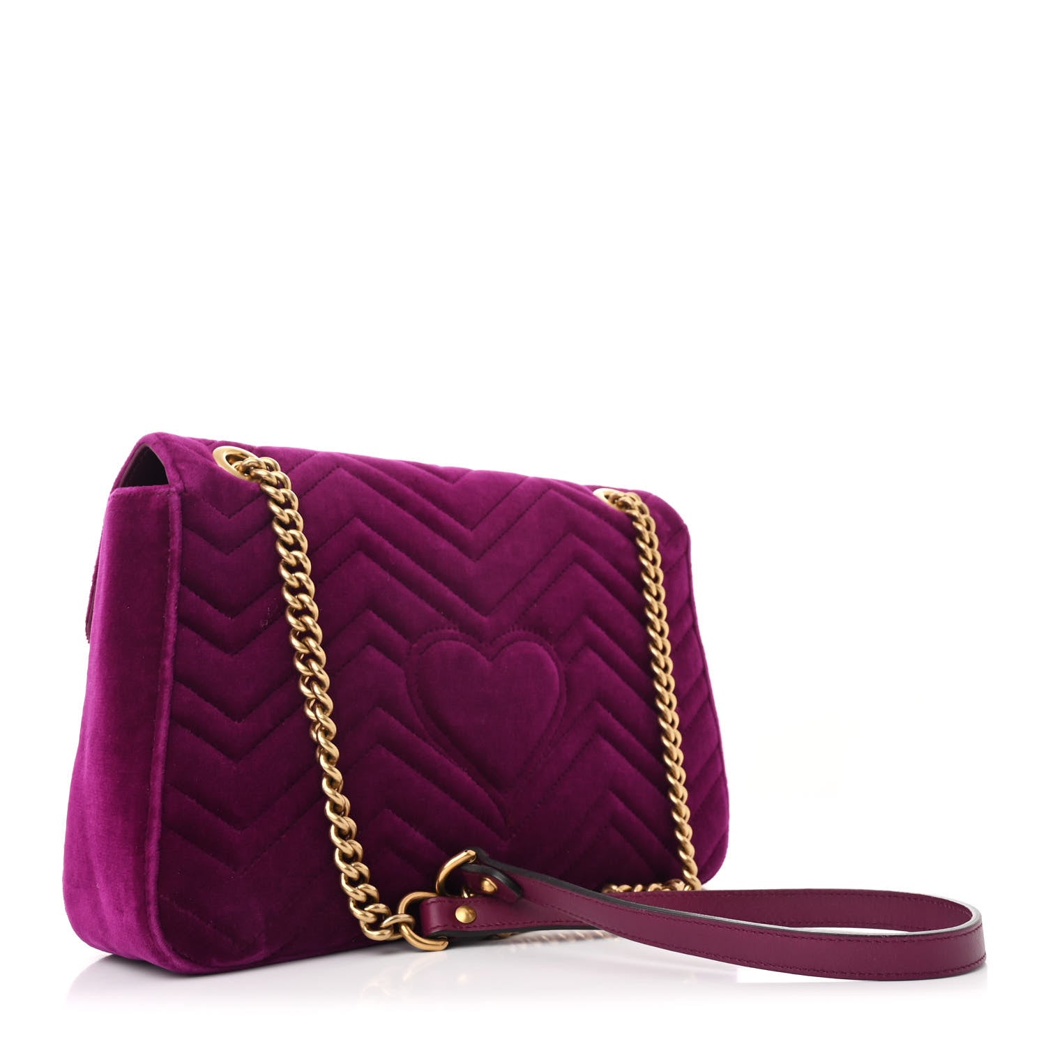 Gucci Velvet Matelasse Medium GG Marmont Shoulder Bag Fuchsia Violet Cyclamen 3 of 10