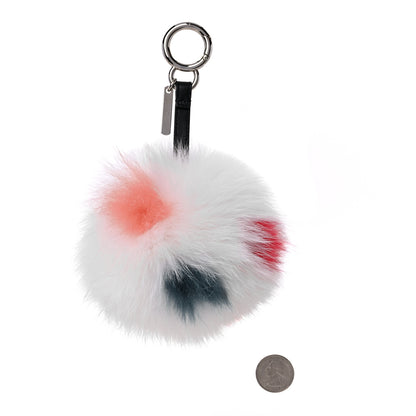Fendi Fox Fur Polka Dot Pom Pom Bag Charm White 2 of 3