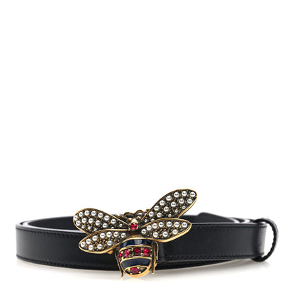 Gucci Calfskin Queen Margaret Bee Belt 95 38 Black 1 of 4