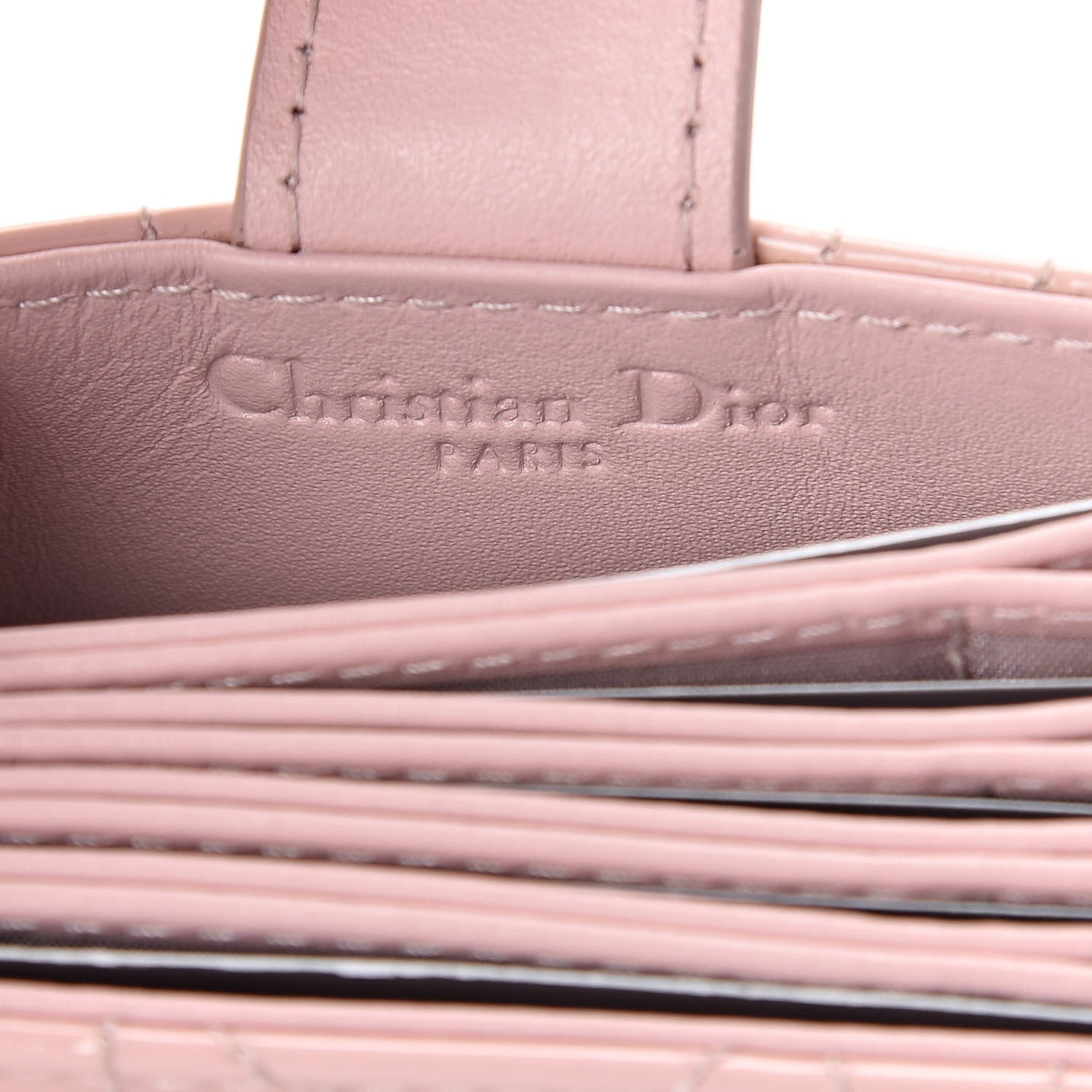 Christian Dior Patent Cannage Lady Dior 5-Gusset Card Holder Rose Clair 5 of 7