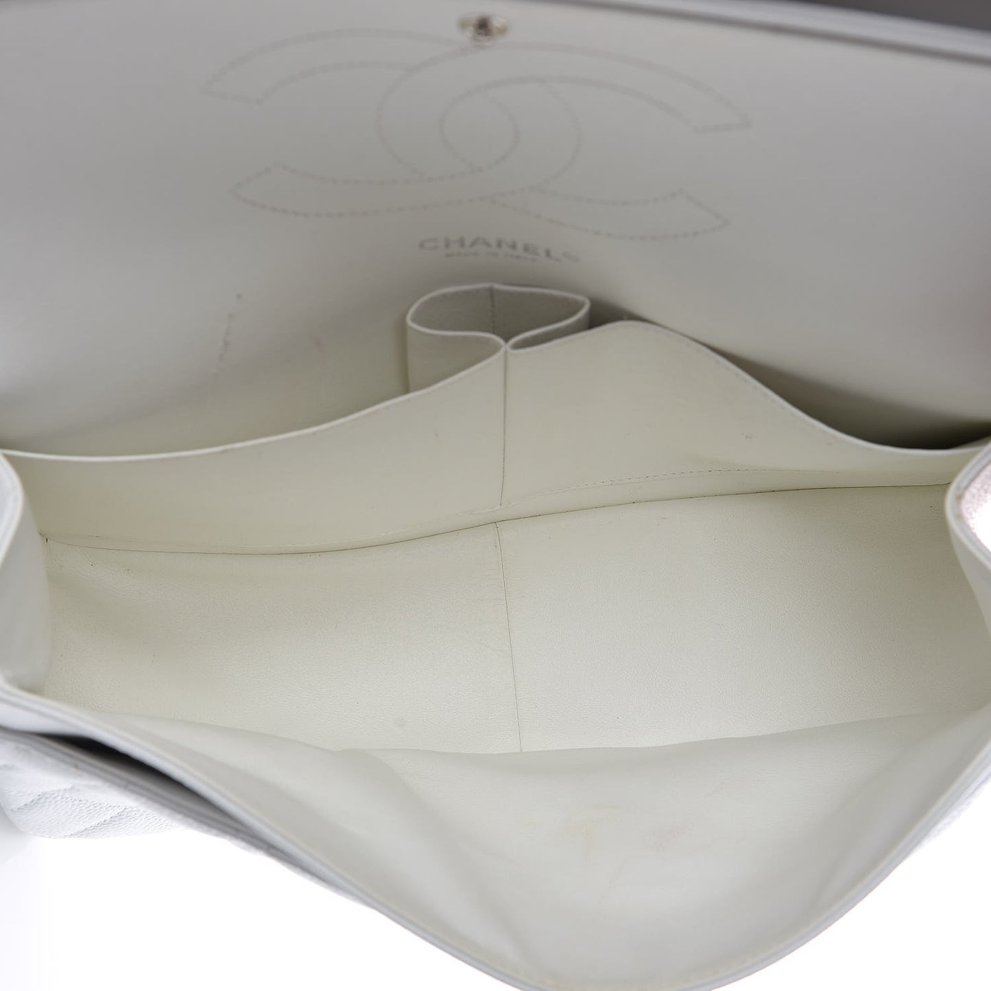 Caviar Quilted Jumbo Double Flap White