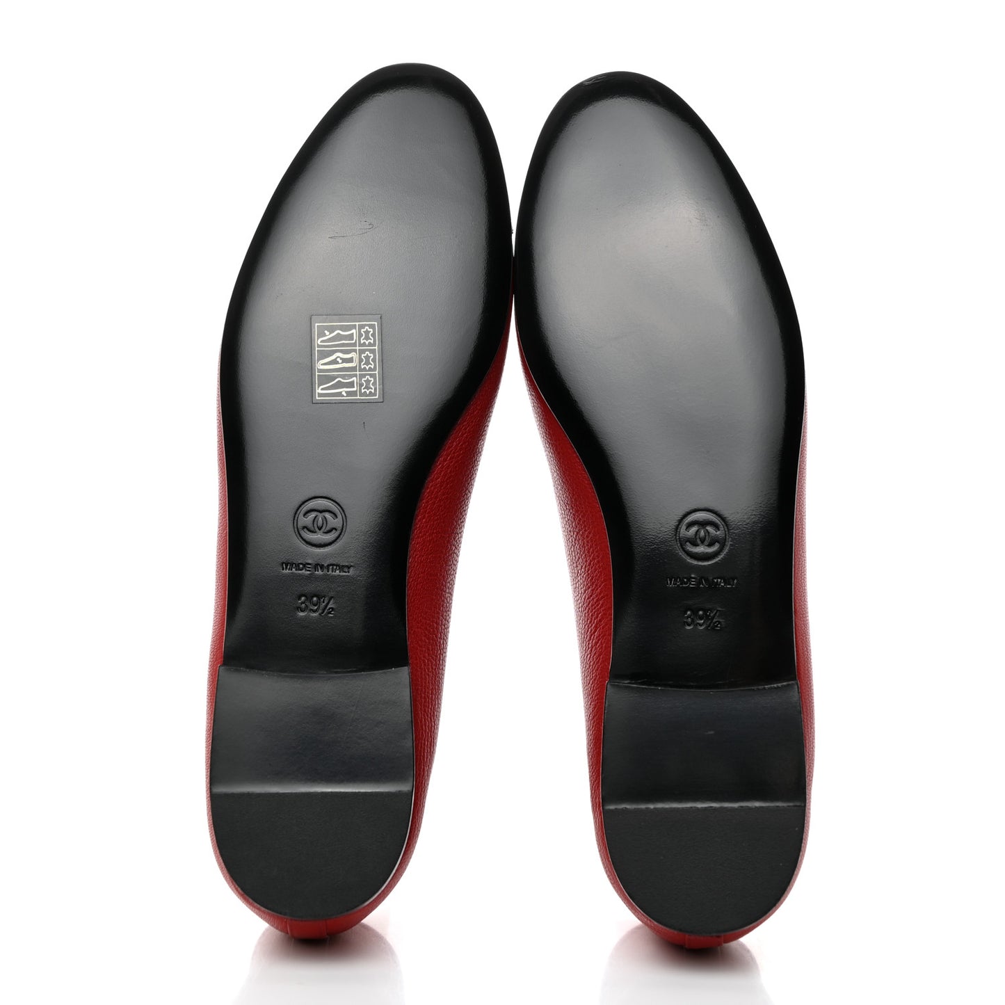 Goatskin Patent Cap Toe CC Ballerina Flats 39.5 Red