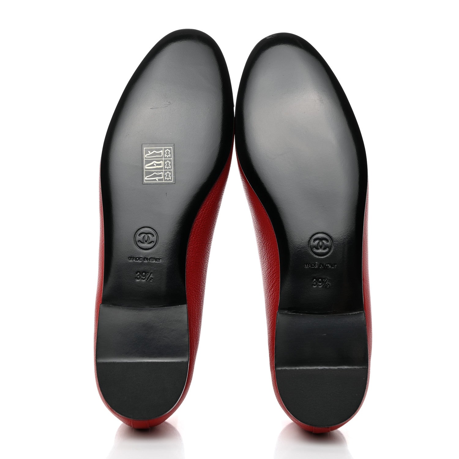 Chanel Goatskin Patent Cap Toe CC Ballerina Flats 39.5 Red 5 of 11