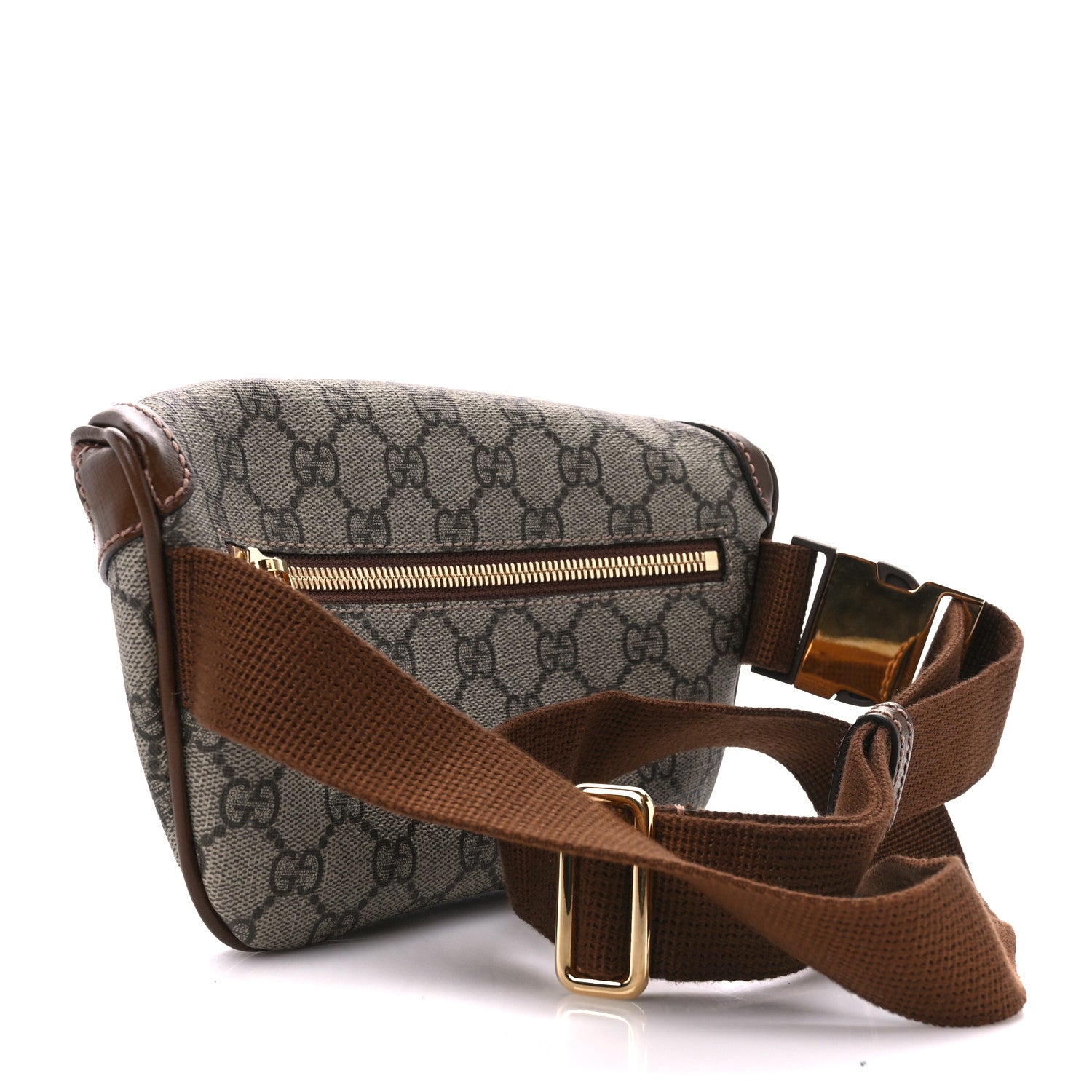 Gucci GG Supreme Monogram Textured Calfskin Retro Interlocking G Belt Bag Beige Ebony Brown Sugar 3 of 12