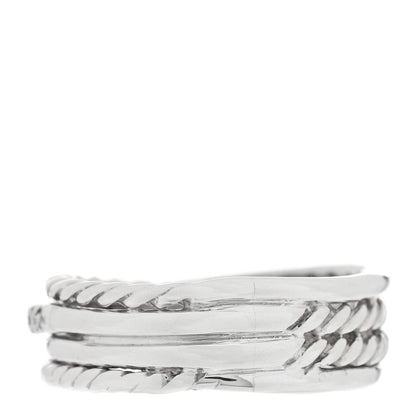 David Yurman Sterling Silver Diamond 6.8mm Crossover Ring 49 4.75 3 of 4