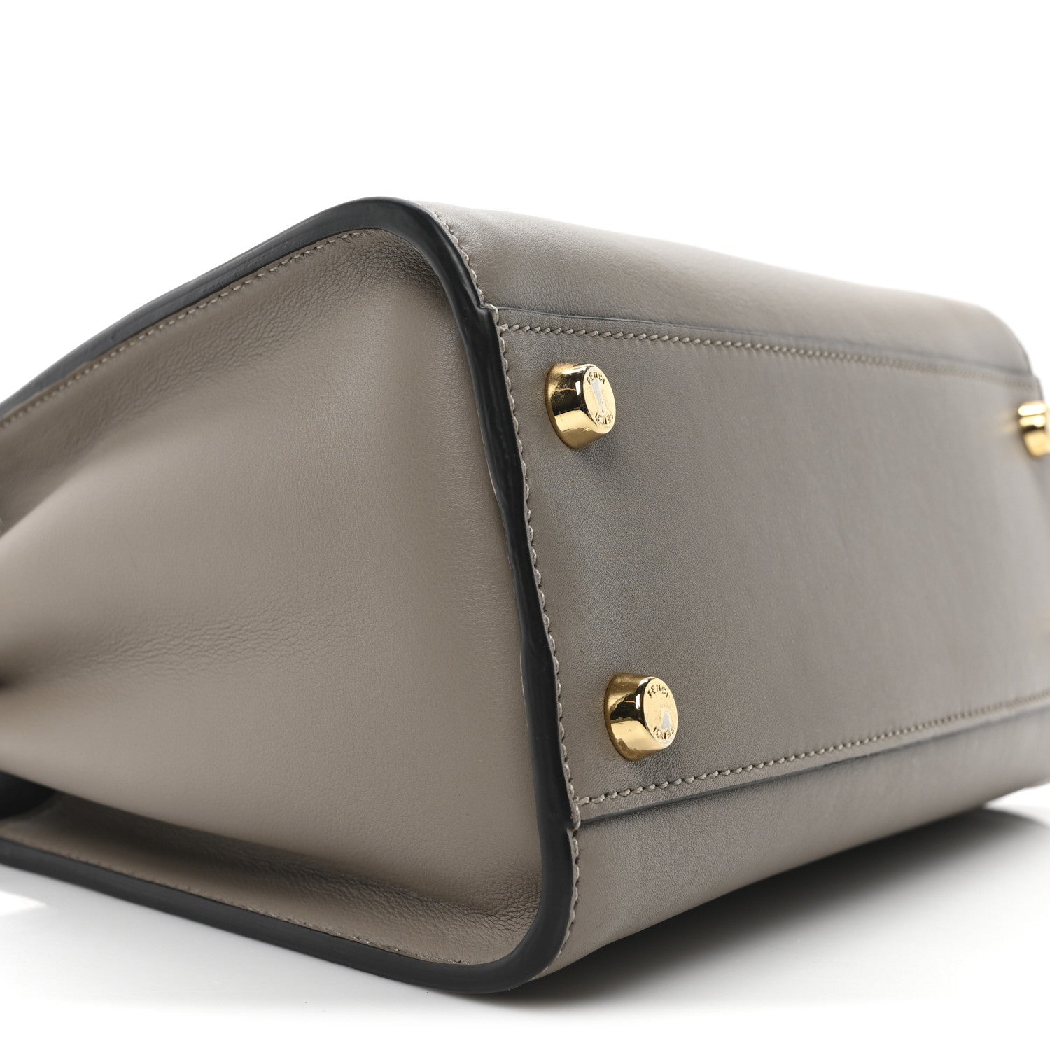 Fendi Vitello Tahiti Burro Medium Peekaboo Iconic Essentially Satchel Tortora Black 8 of 9