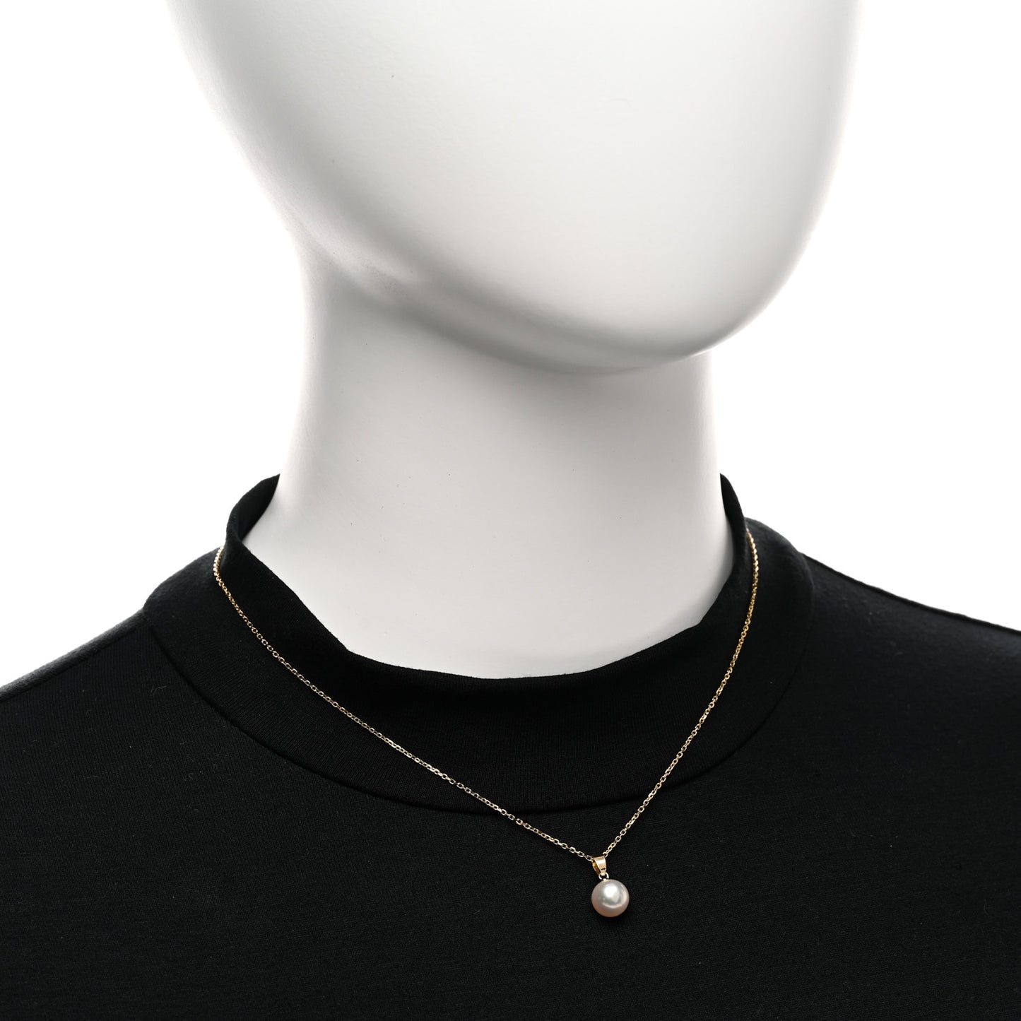 18K Yellow Gold 8mm Akoya Cultured Pearl Drop Pendant Necklace
