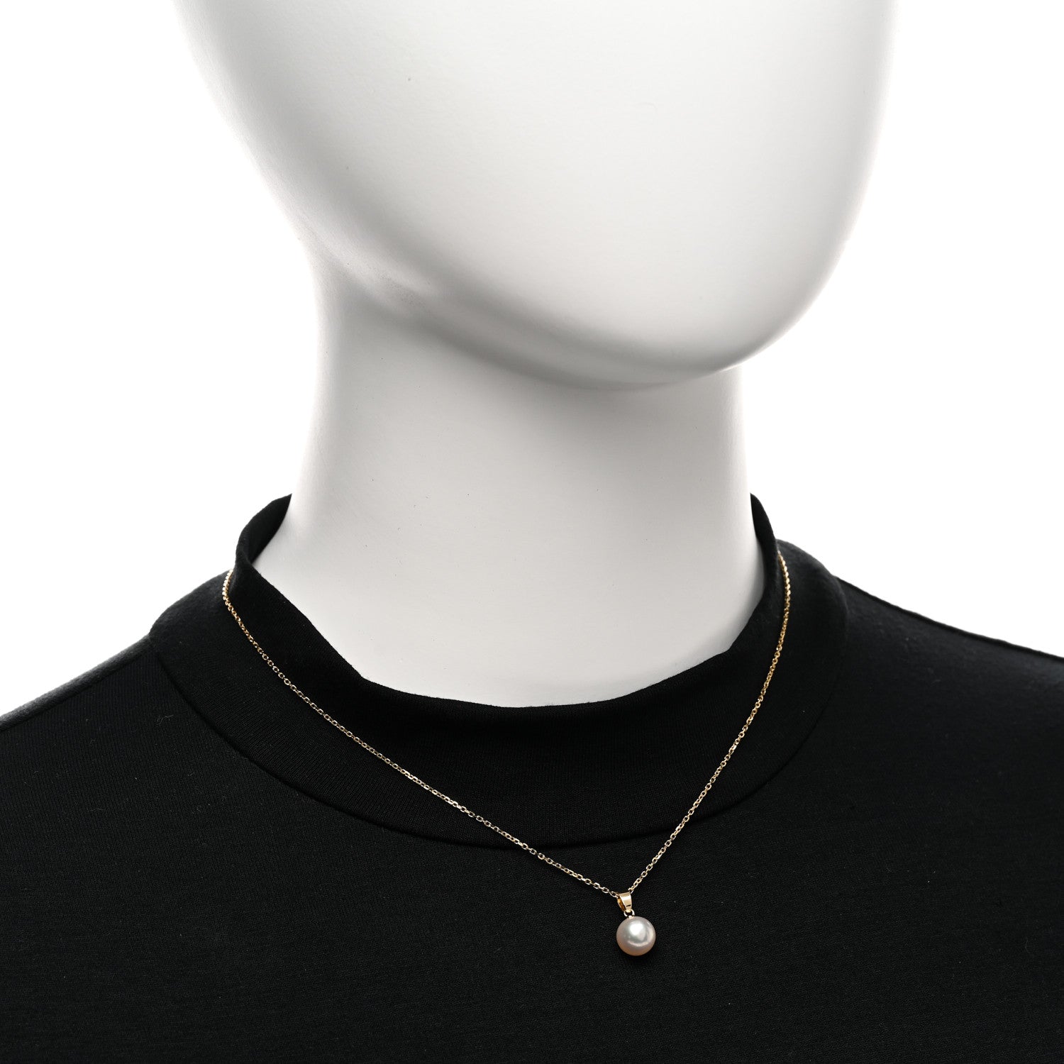 Mikimoto 18K Yellow Gold 8mm Akoya Cultured Pearl Drop Pendant Necklace 2 of 4