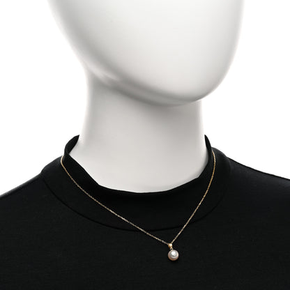 Mikimoto 18K Yellow Gold 8mm Akoya Cultured Pearl Drop Pendant Necklace 2 of 4