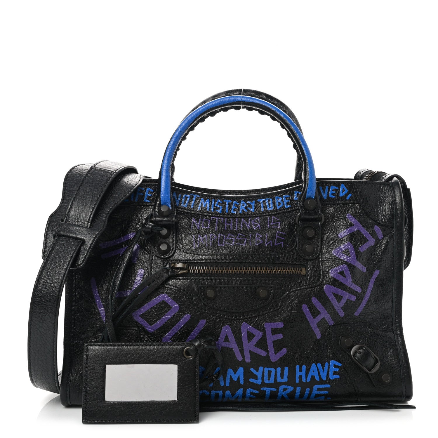 Balenciaga Agneau Arena Graffiti All Over Classic Hardware S City Black Bleu Violet 1 of 10