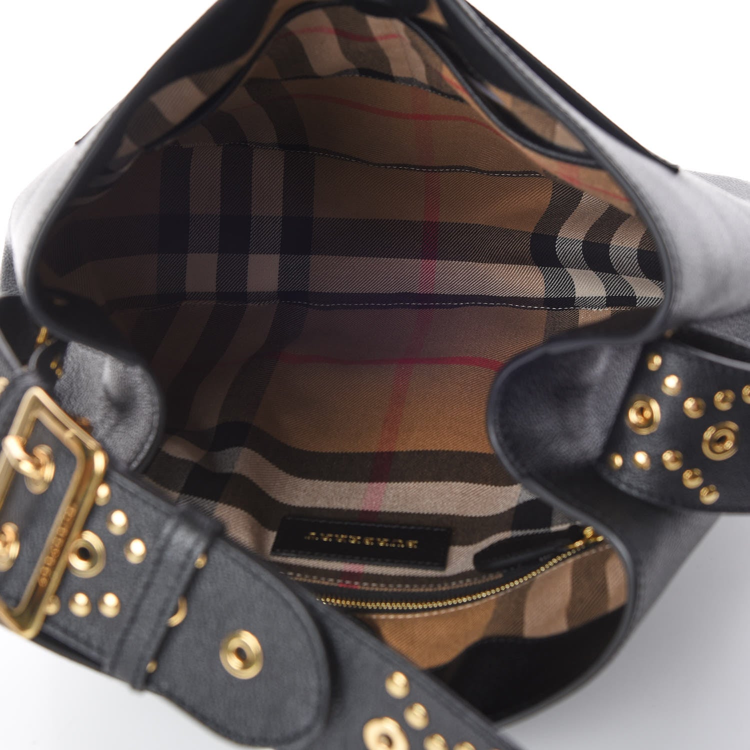 Burberry Soft Grainy Calfskin Studded Small Elmstone Hobo Black 7 of 9