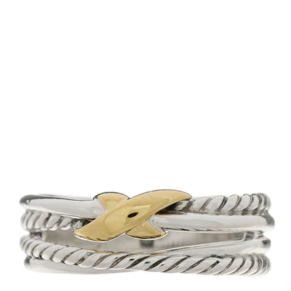 David Yurman Sterling Silver 18K Yellow Gold 6mm X Crossover Ring 49 4.75 1 of 5