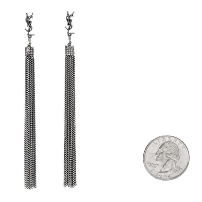 Saint Laurent Metal Monogram Loulou Tassel Earrings Silver 2 of 4