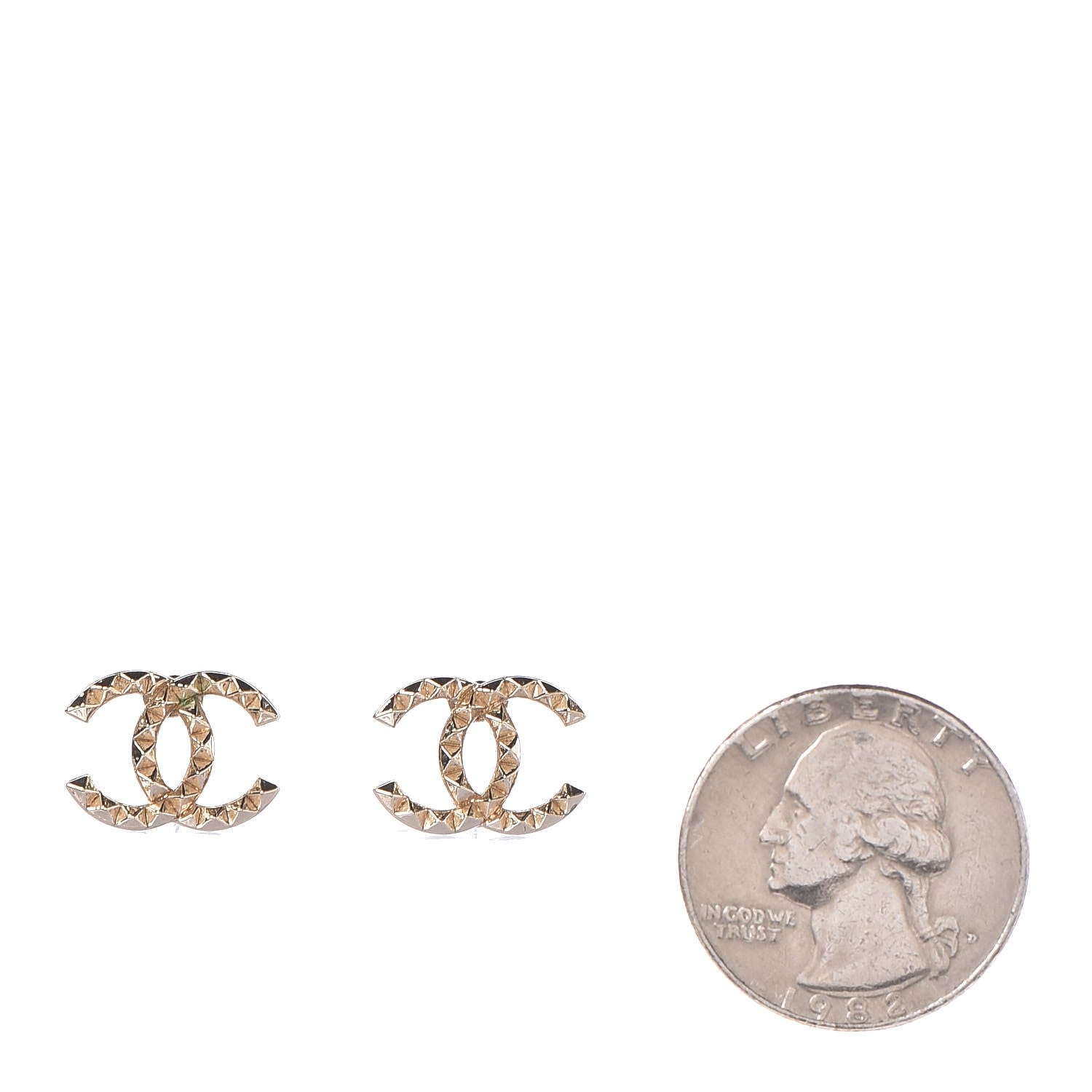 Chanel Studded CC Earrings Gold 2 of 5