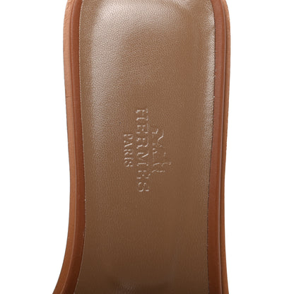 Hermes Box Calfskin Oran Sandals 37.5 Gold 5 of 8