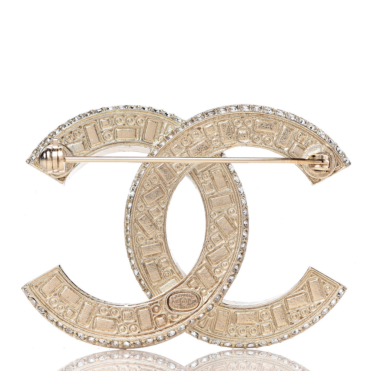 Baguette Crystal CC Brooch Gold Black