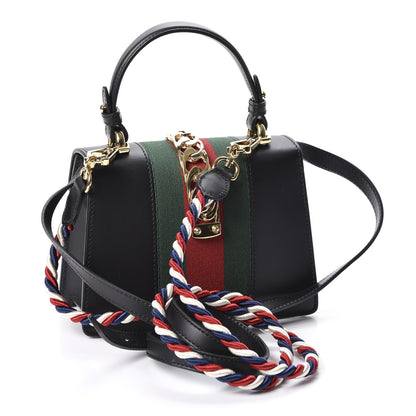 Gucci Calfskin Mini Sylvie Top Handle Bag Black 2 of 9