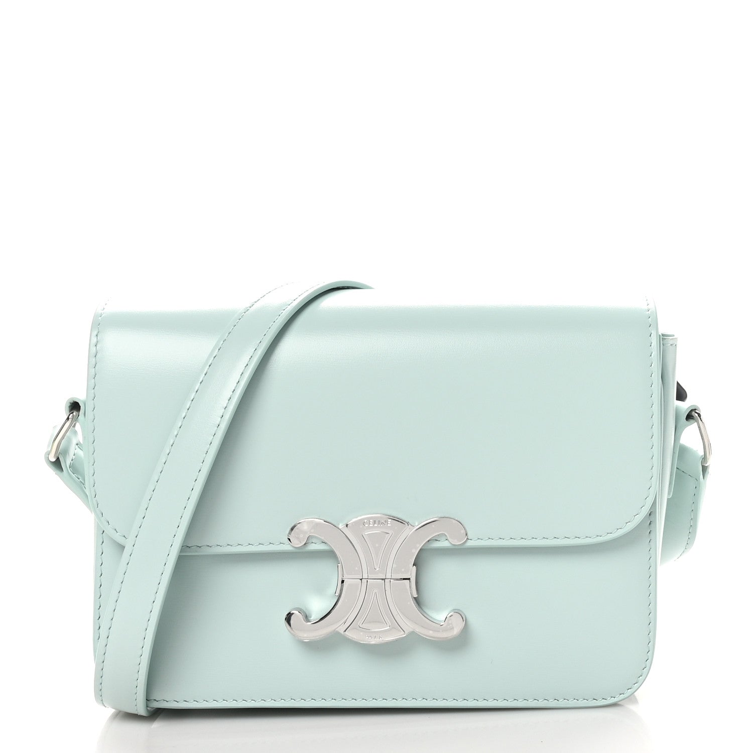 Celine Shiny Calfskin Teen Triomphe Light Aqua 1 of 10
