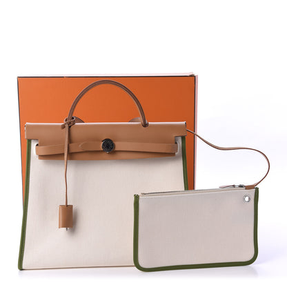 Hermes Toile Goeland Viking Vache Hunter Herbag Zip 31 PM Ecru Pelouse 12 of 12