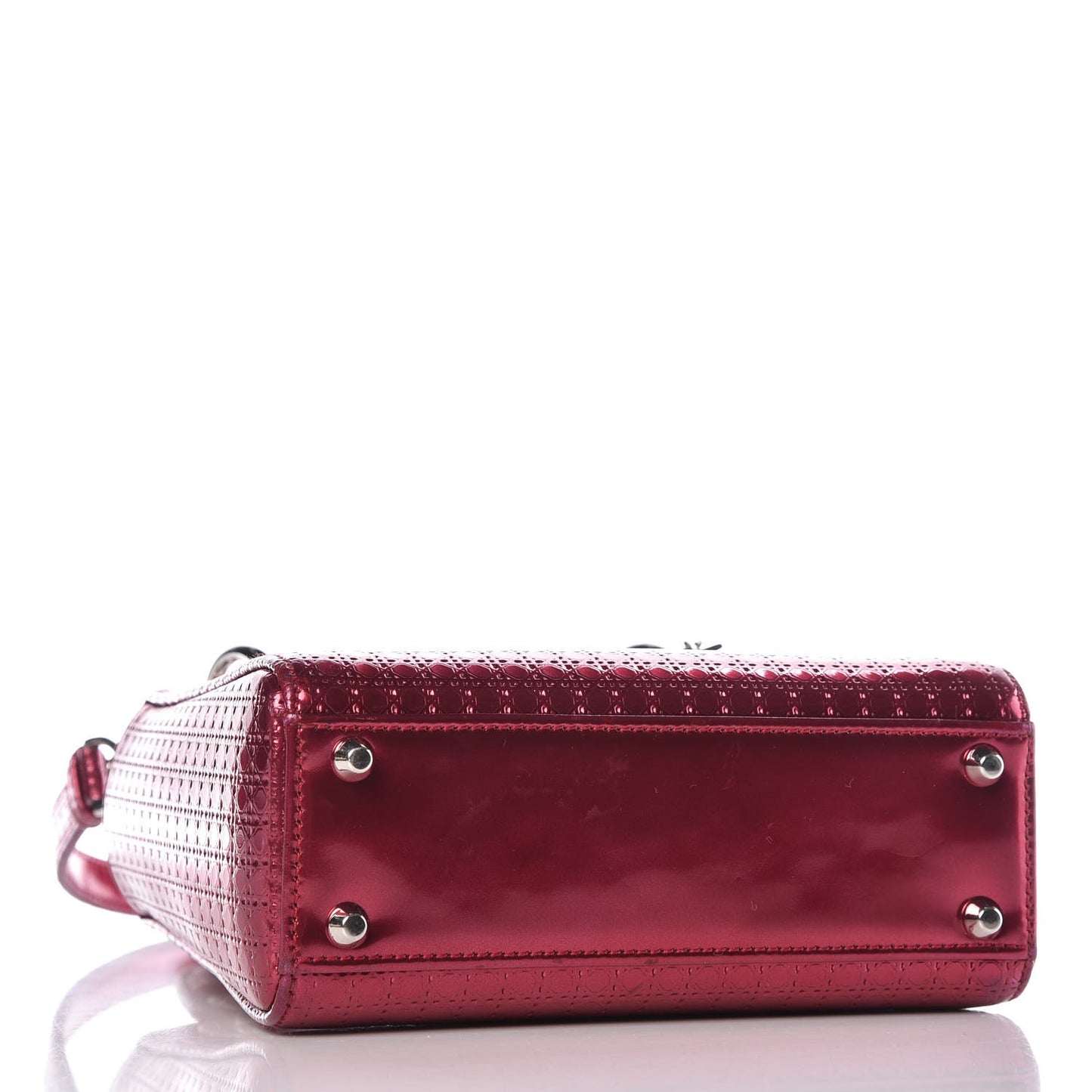 Metallic Patent Micro-Cannage Mini Lady Dior Fuchsia