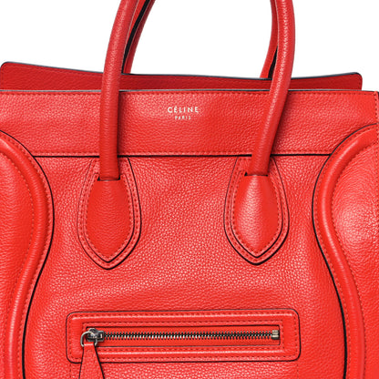 Celine Drummed Calfskin Mini Luggage Coquelicot 7 of 14