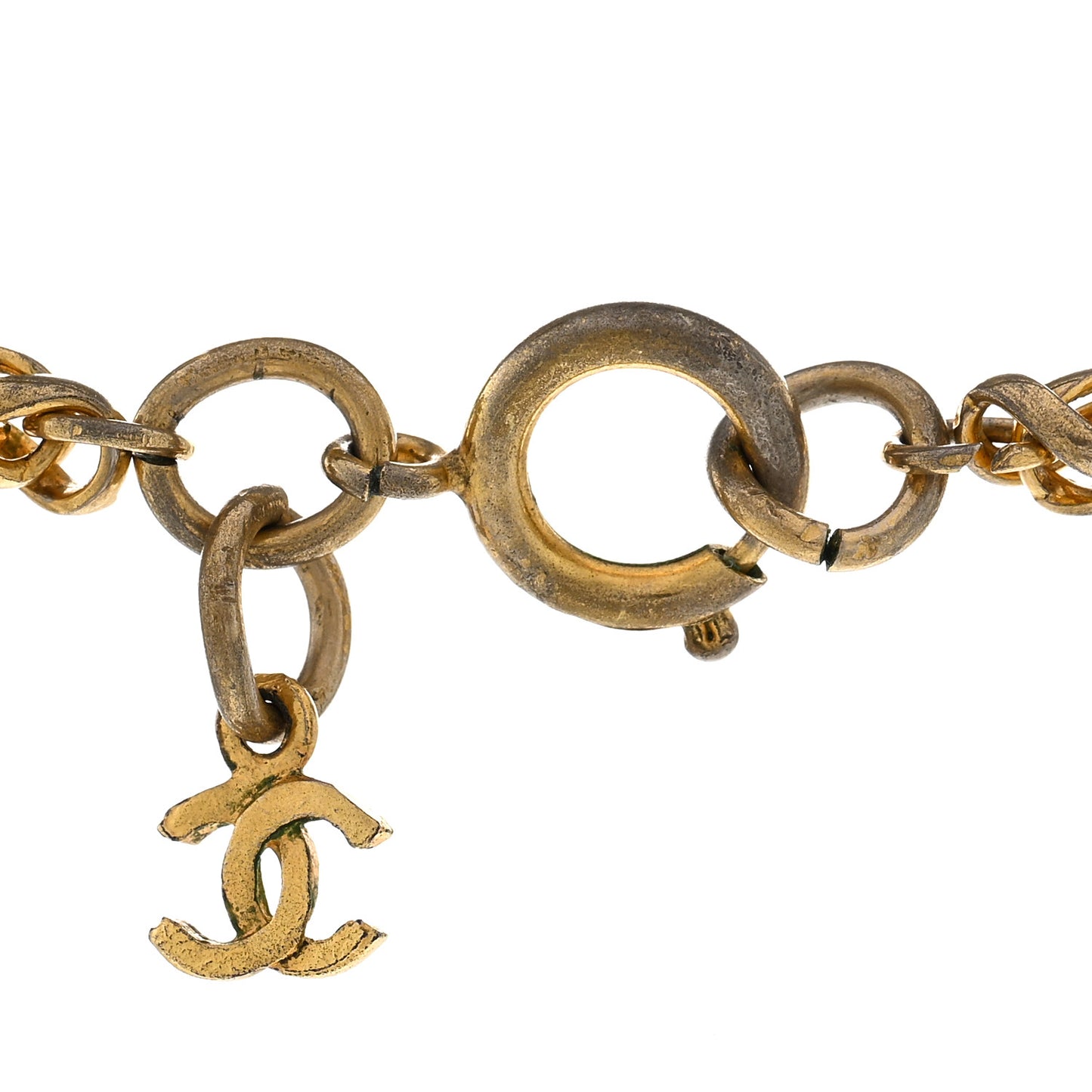 Metal CC Medallion Chain Necklace Gold