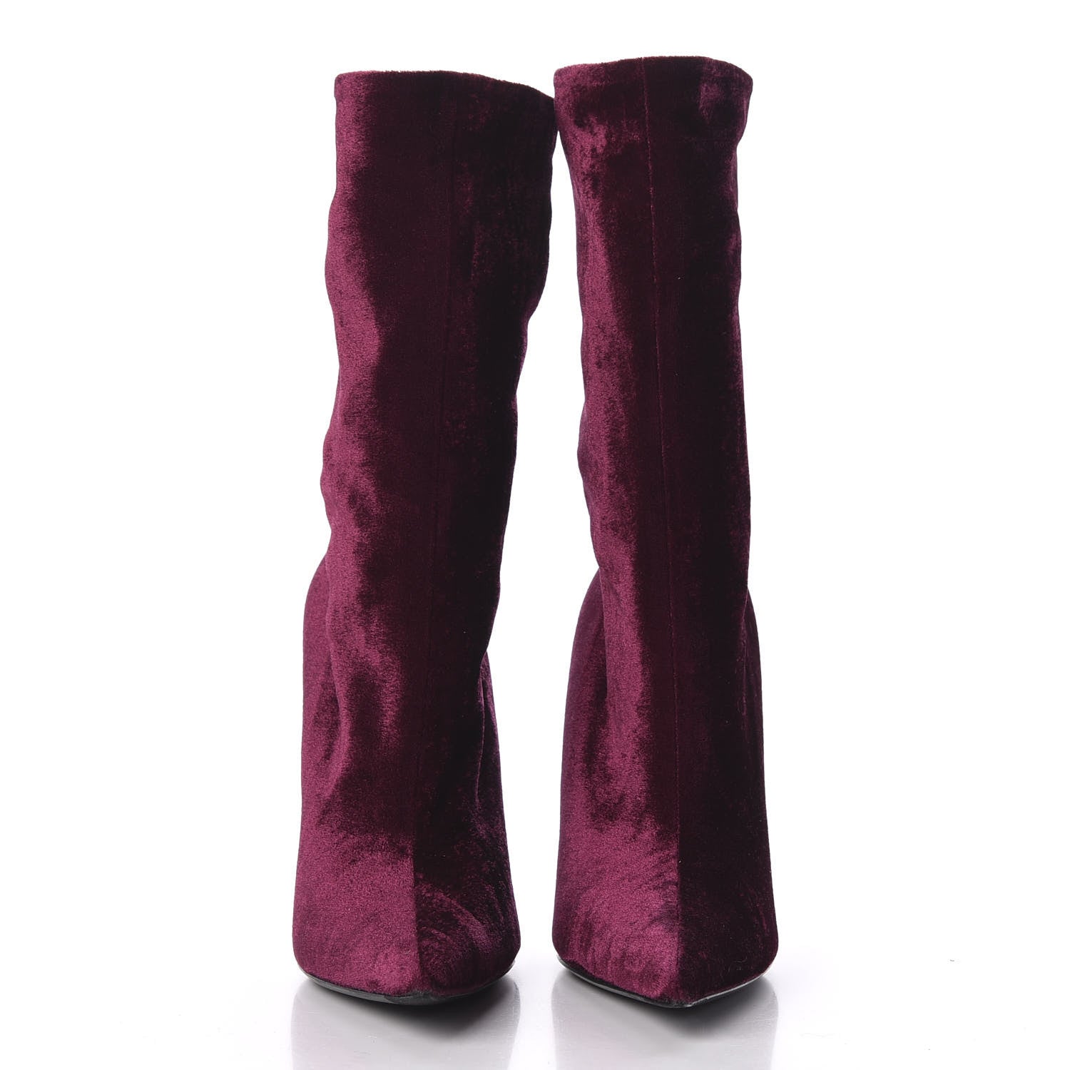 Balenciaga Velvet Extreme Pointed Toe Knife Booties 40 Rouge Prune 3 of 7