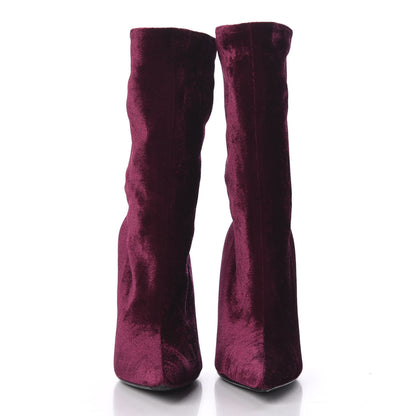 Balenciaga Velvet Extreme Pointed Toe Knife Booties 40 Rouge Prune 3 of 7