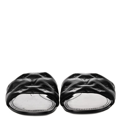 Louis Vuitton Lambskin Embossed Monogram Revival Flat Mules 36.5 Black 2 of 9