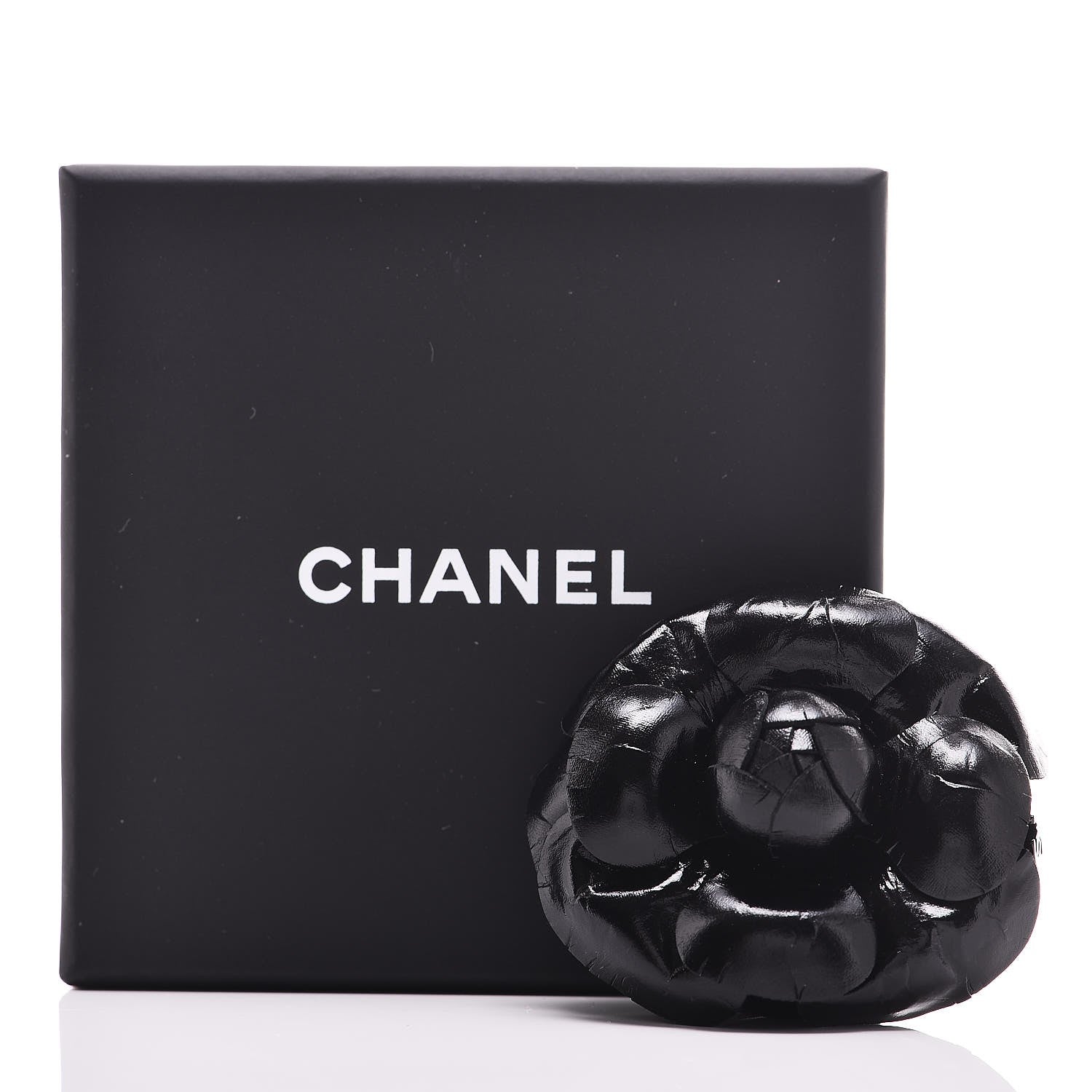 Chanel Glazed Calfskin Camellia Brooch Black 7 of 7